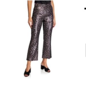 Tanya Taylor Madden Pants in Gray Metallic Animal Print Size 8